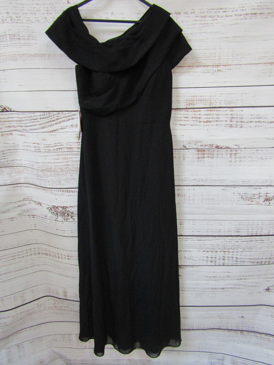 JJ's House Women's Black A-Line Asymmetrical Chiffon Evening Dress Size 12