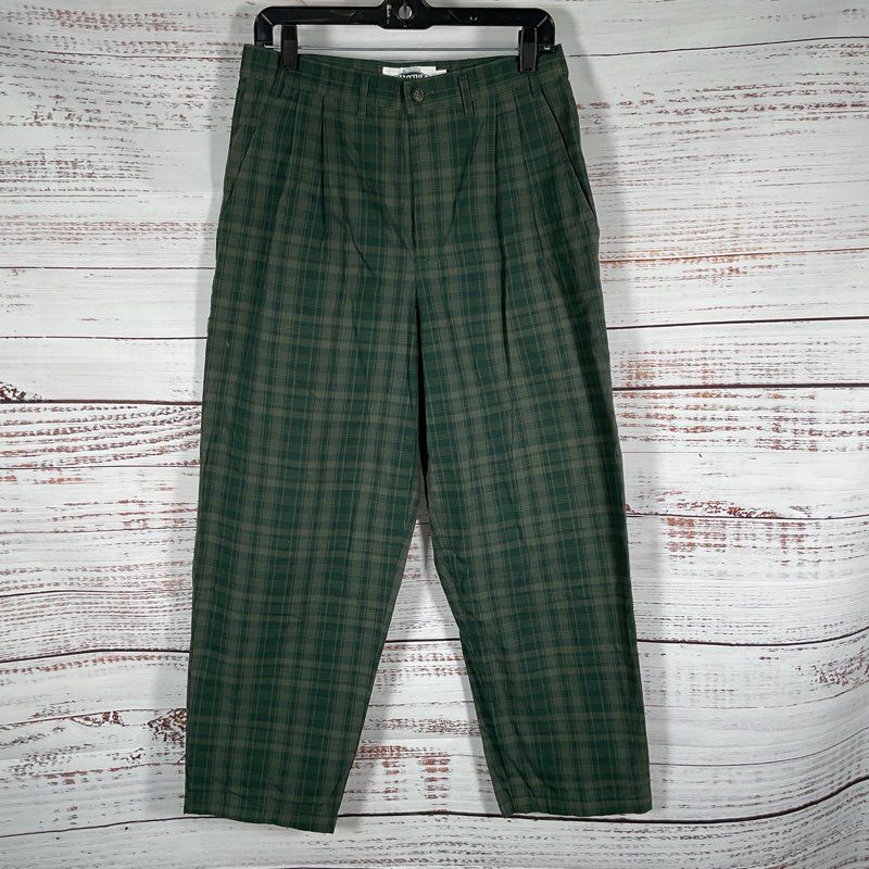 VTG. SMYTHE Unisex Men or Women Green Plaid Pants- SZ 32" Waist x 27" Inseam
