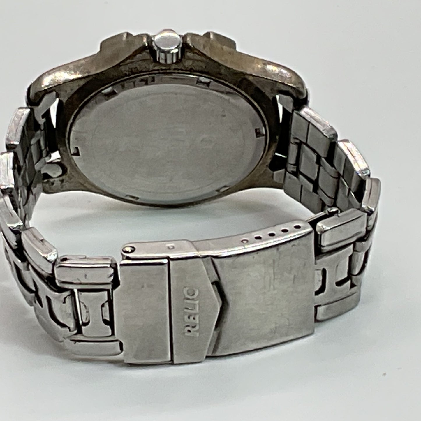 RELIC Wet Men's Date Stainless Steel Silver 50m Quartz Watch- NEEDS BATTERY