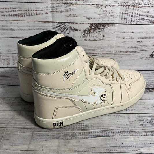 Reason Flaming Skull Cream Hi Top Sneaker Casual Shoe Men's 12