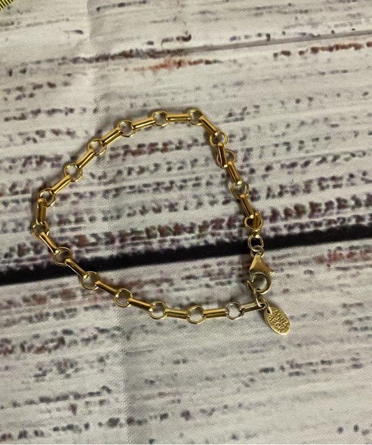 Anna Beck Sterling Silver Gold Tone Chain Bracelet 7.25"