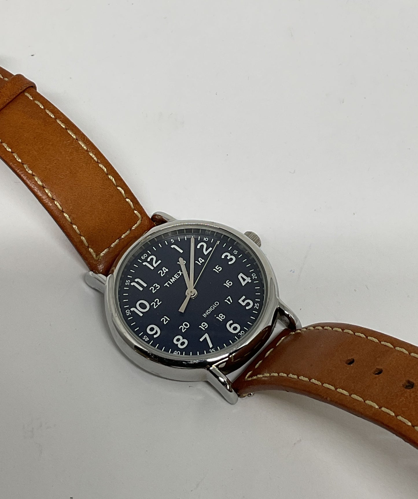 Timex Indiglo Stainless Steel Brown Leather Band Watch