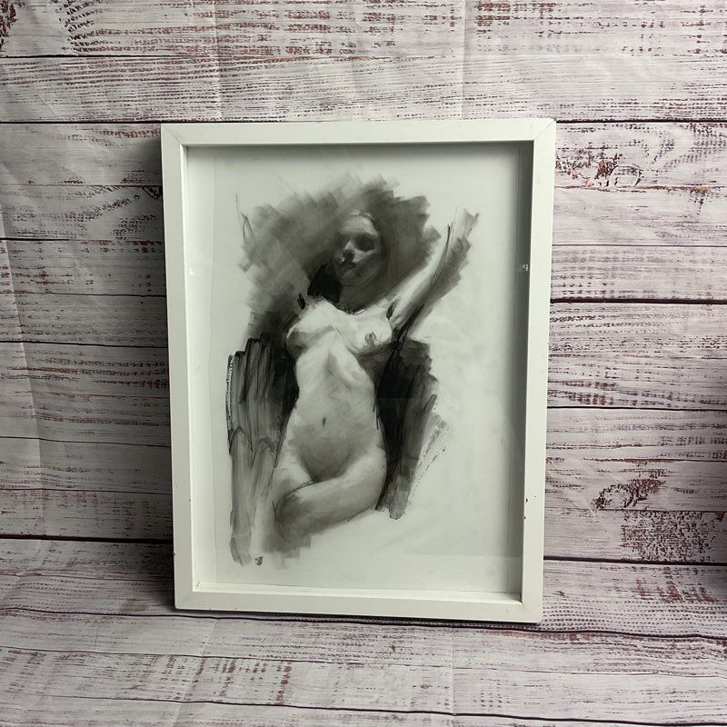 Shay Bredimus "Gesture 1" Signed Mixed Media Tattoo Art 17" Framed