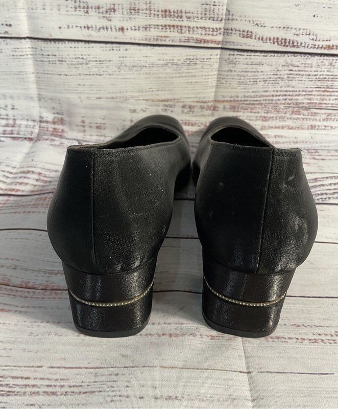 Women's' Salvatore Ferragamo Black Satin Slip-On Heels Size 9