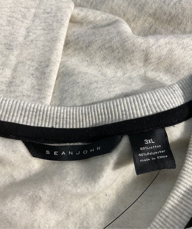 NEW Sean John Heather Grey & Black Top Pattern Pullover Long Sleeve Size 3XL