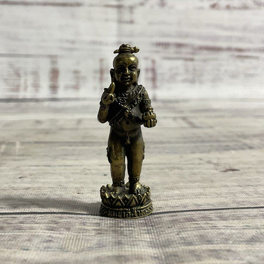 Vintage Brass Kuman Thong Golden Ghost Boy 1.5" Thailand Mini Idol