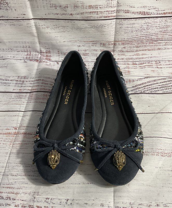 Kurt Geiger London Eagle Tweed Ballet Flats Shoes Multicolor 38.5 EU 8.5 US