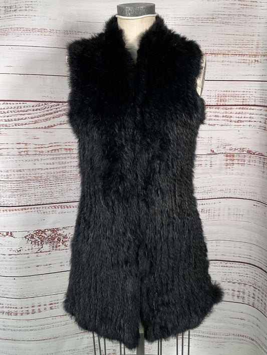 Love Token Rabbit Fur Vest Black M