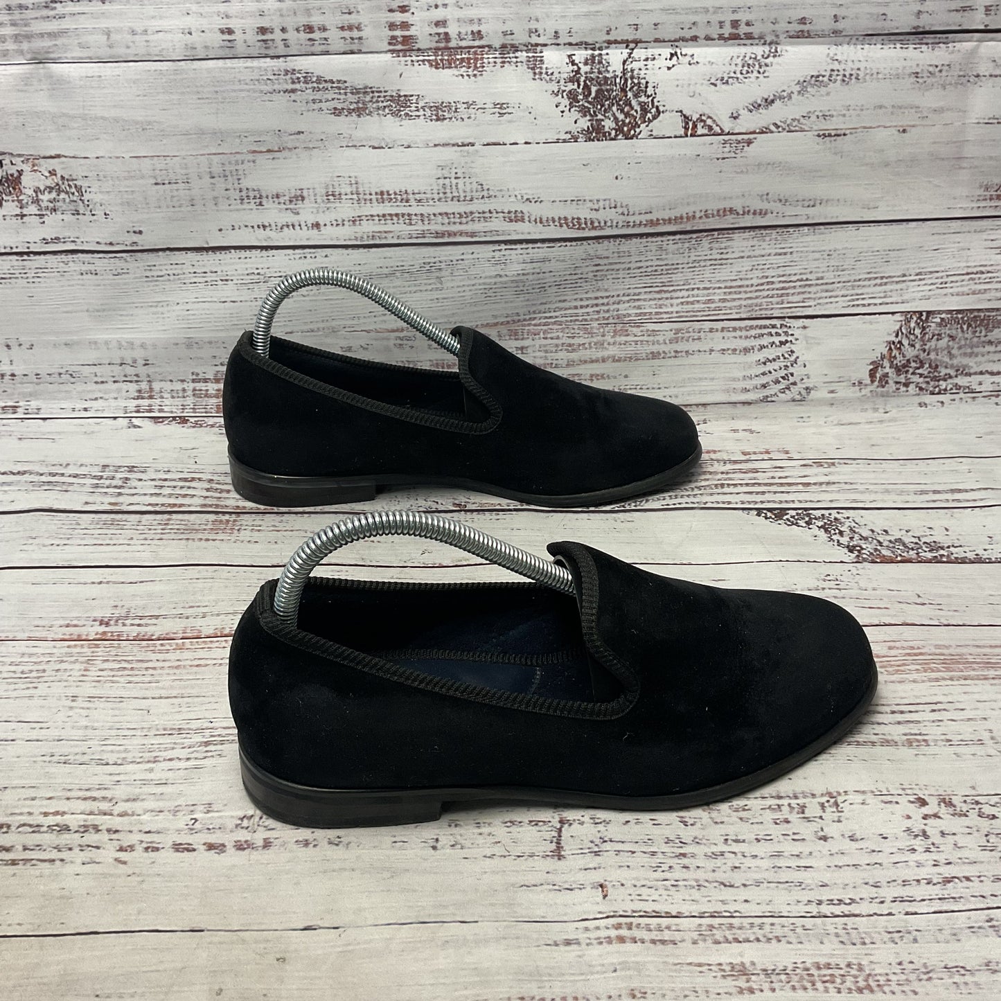 Duke + Dexter Black Velour Velvet Loafer Dress Shoe Men Size 7UK 8US