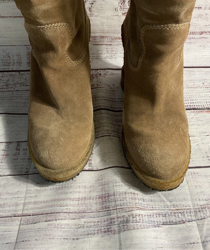 Size 8.5 US TODS Suede Leather Over Knee High Wedge Heels Tall Platform Boots