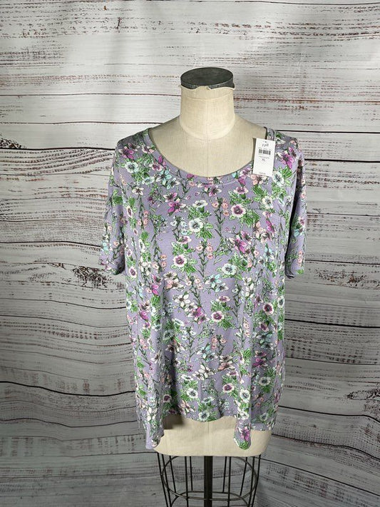 NWT Women's J Jill Sleep Ultrasoft Relaxed Tee Floral Pattern Purple Size XL
