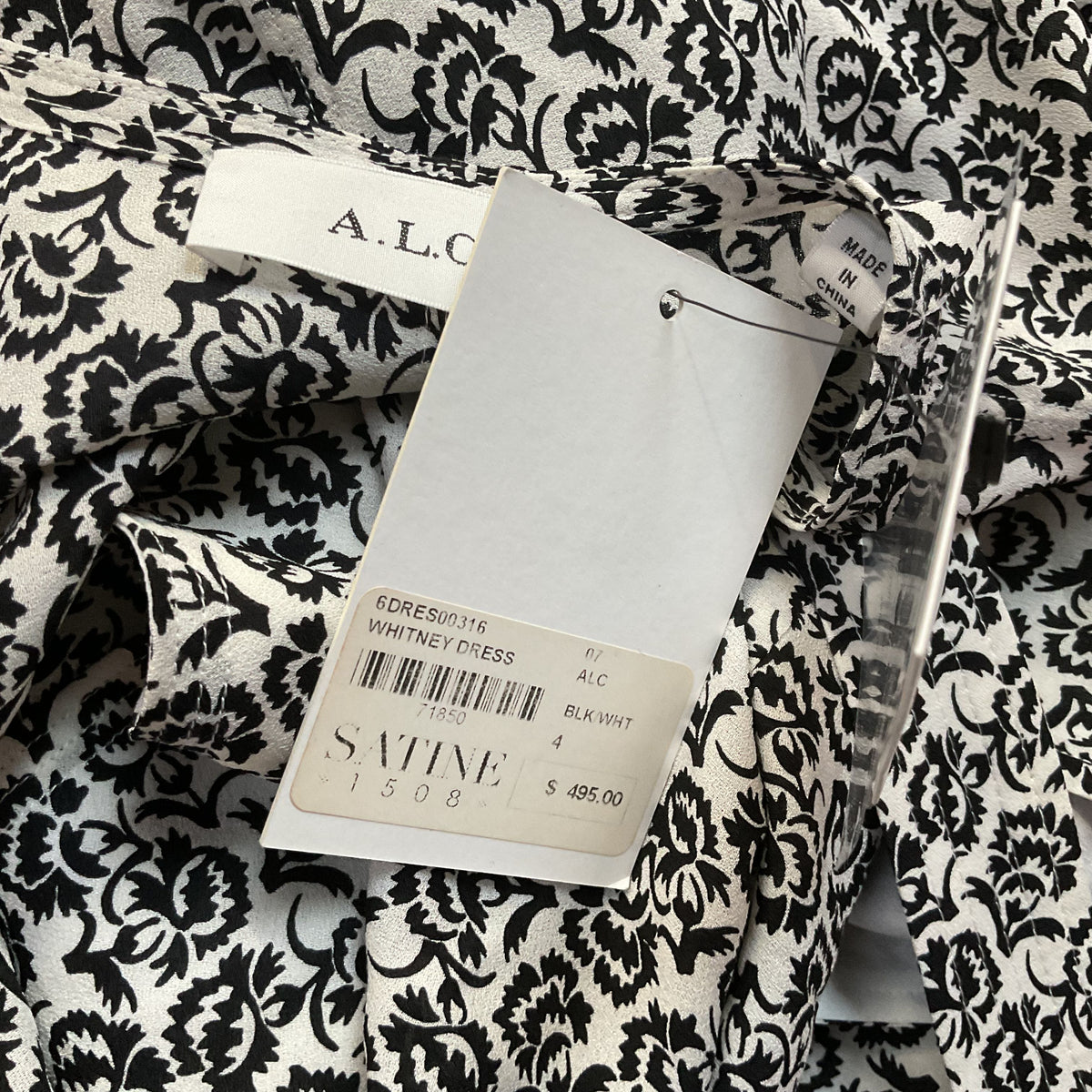 NWT A.P.C Whitney White with Black Print Women's Wrap Dress- SZ 4 (RETAIL $495)