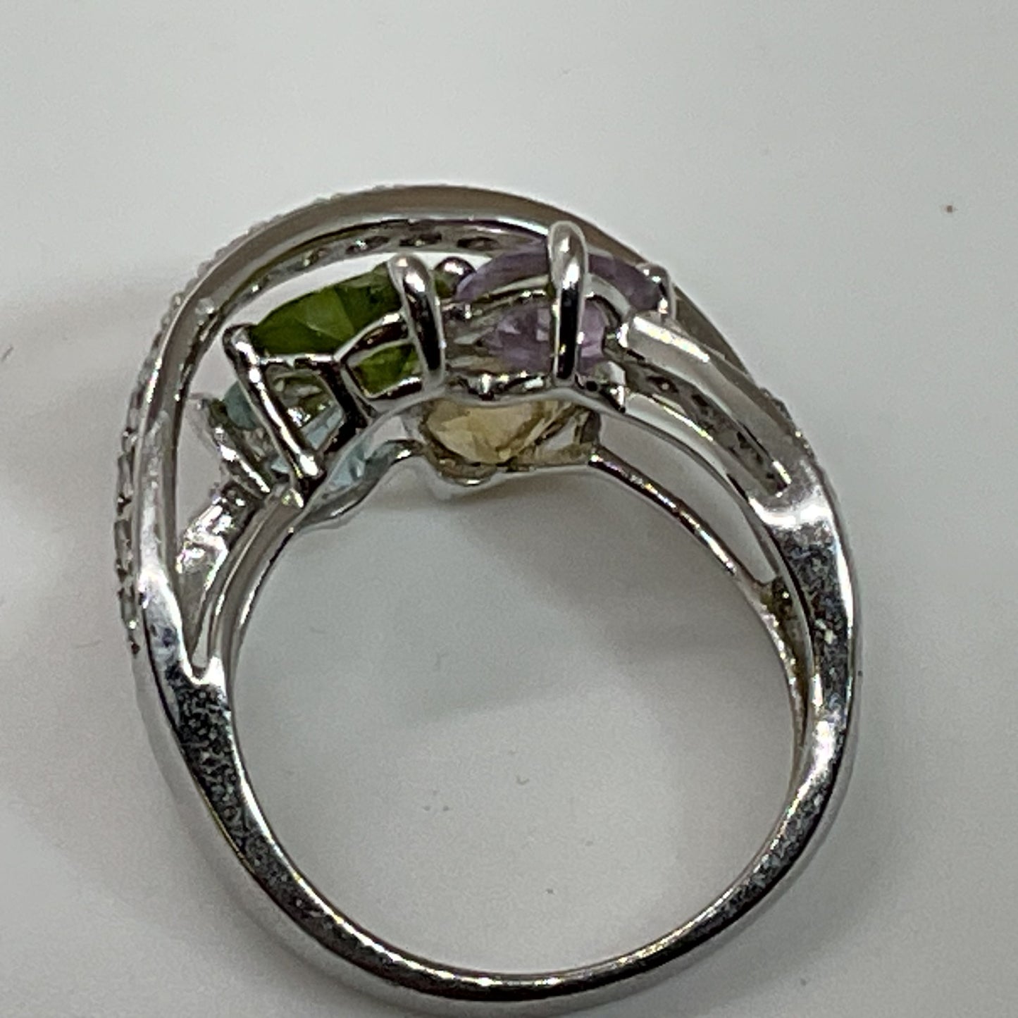 Sterling Silver Amethyst, Peridot, Blue Topaz, Citrine SZ 6.25 Ring- 4.90g