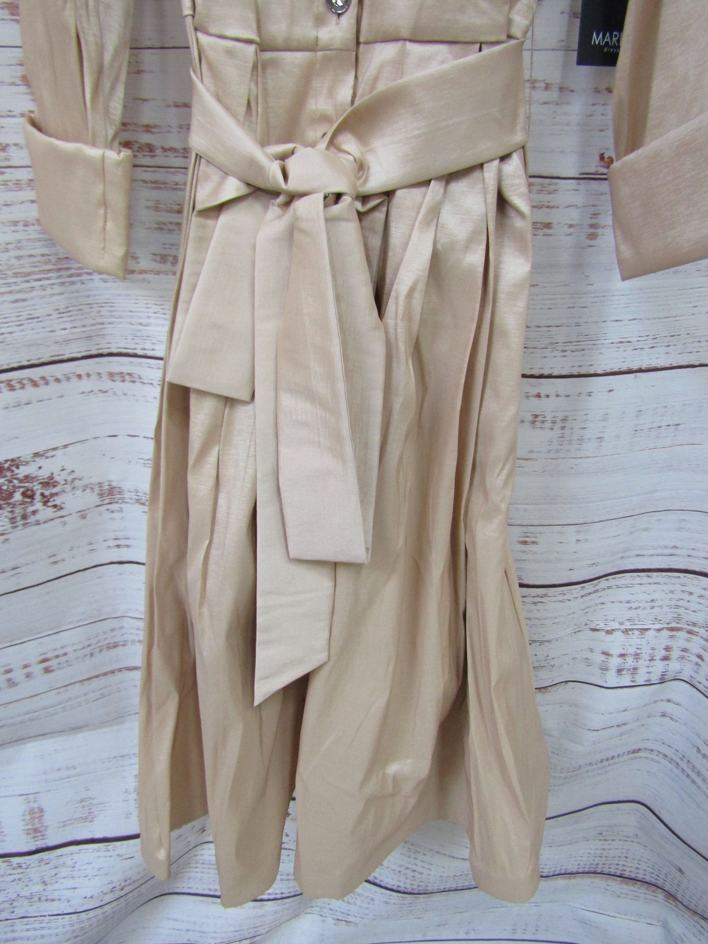 Marina Women's Beige Tied Long Sleeve Dress Size 2X 298350