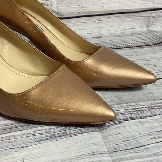 PRADA Women's Champagne Patent Leather Pump Heels- 38/ 8 US