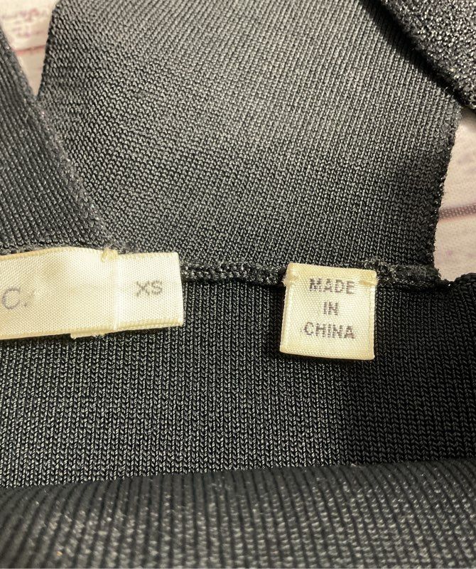 A.L.C. Women's Black Rayon Metallic Cropped Top Size XS