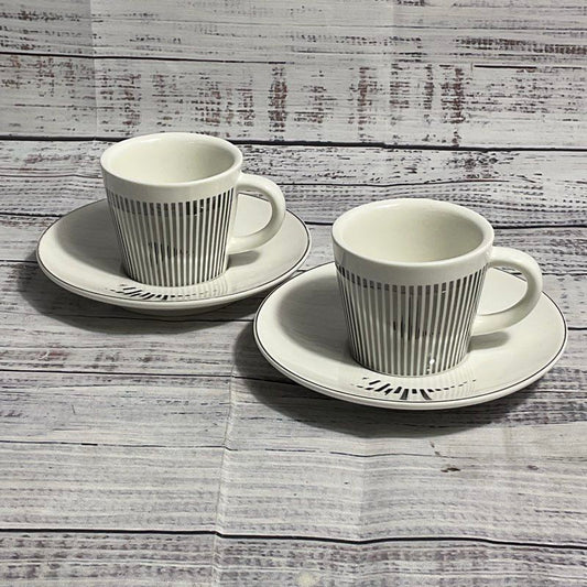 Set Of 2 Baroflane Anamorphic Bird Mirror Reflection Espresso Cups & Saucers