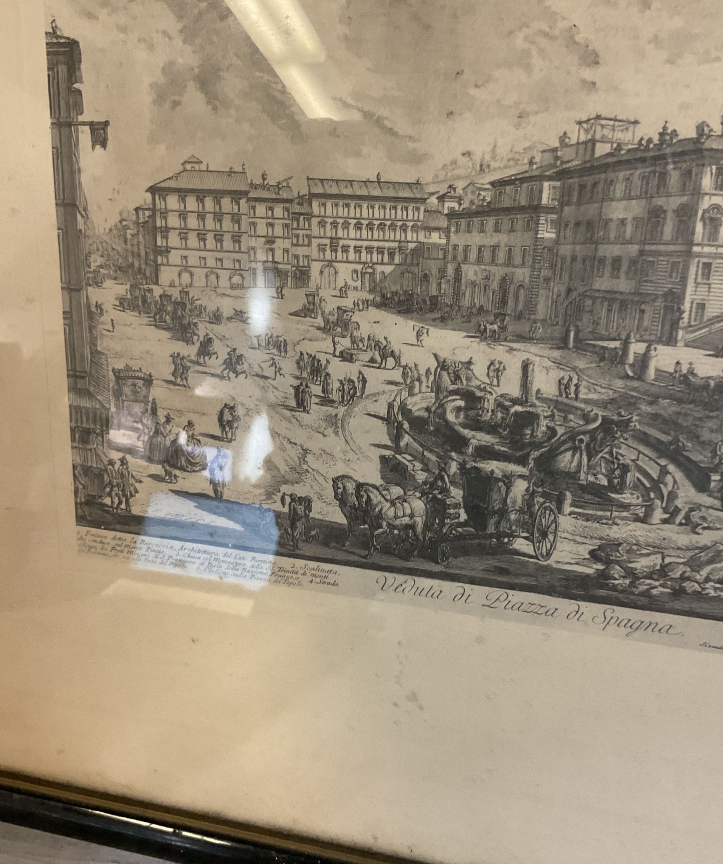 Veduta Di Piazza Di Spagna Etching Print by Giovanni Battista Piranesi Framed