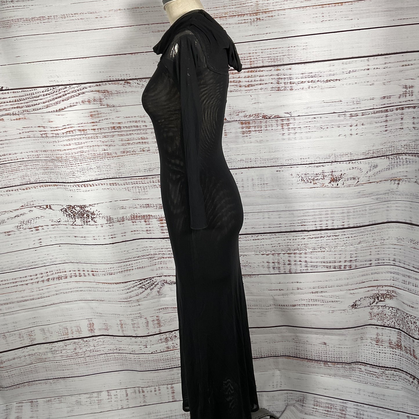 Meshki Long Sleeve Sheer Black Mesh Dress - Size XS