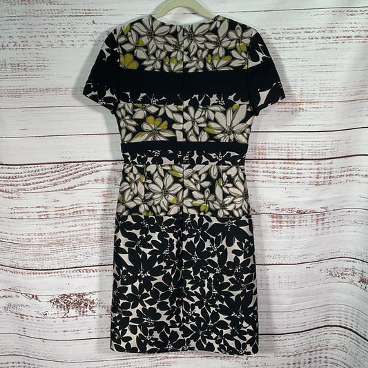 J. Mendel Black Wool Blend Floral Short Sleeve Mini Dress - Size 10