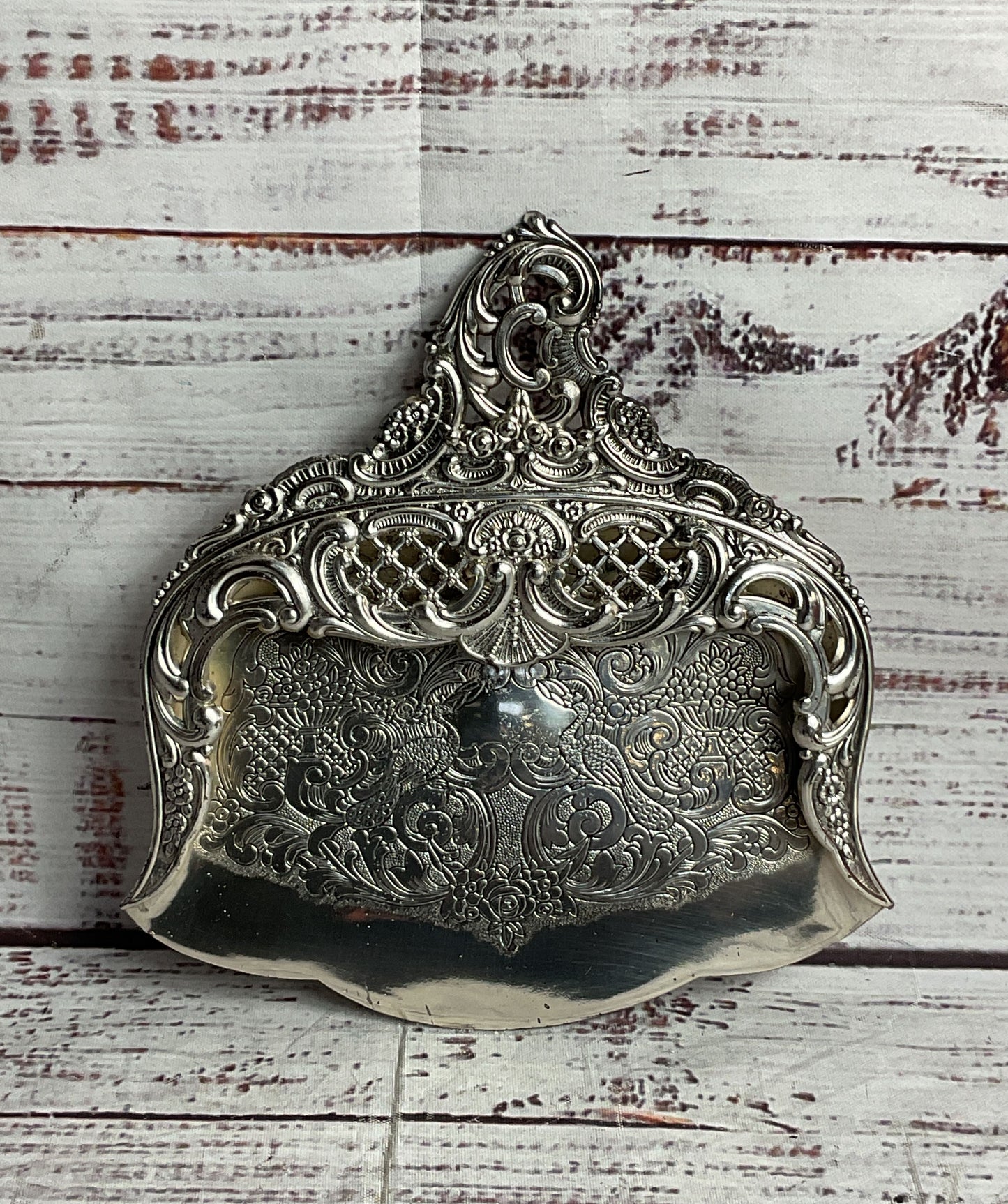 Vintage Embellished Crumb Tray Silverplate