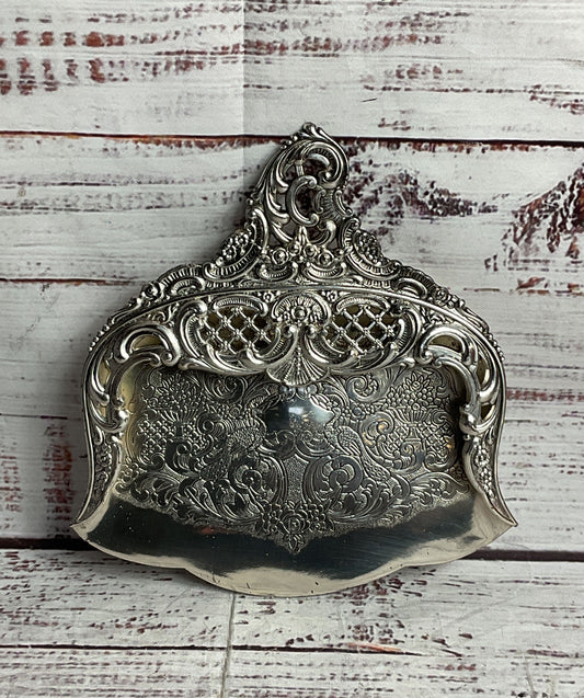 Vintage Embellished Crumb Tray Silverplate