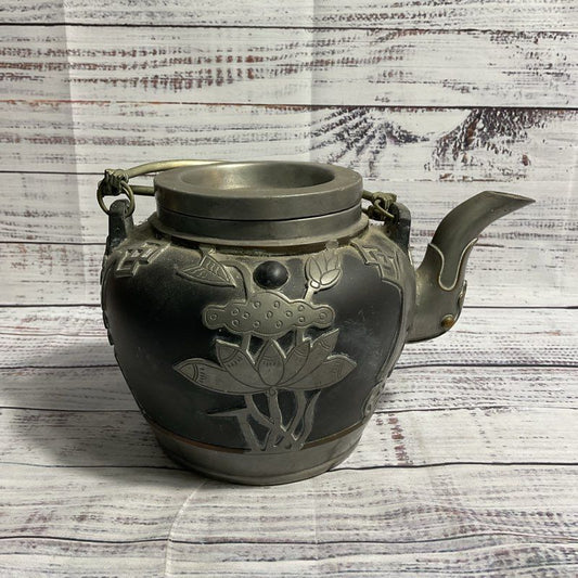 Antique 17th Century Chinese Metal Teapot Signed Shi Dabin