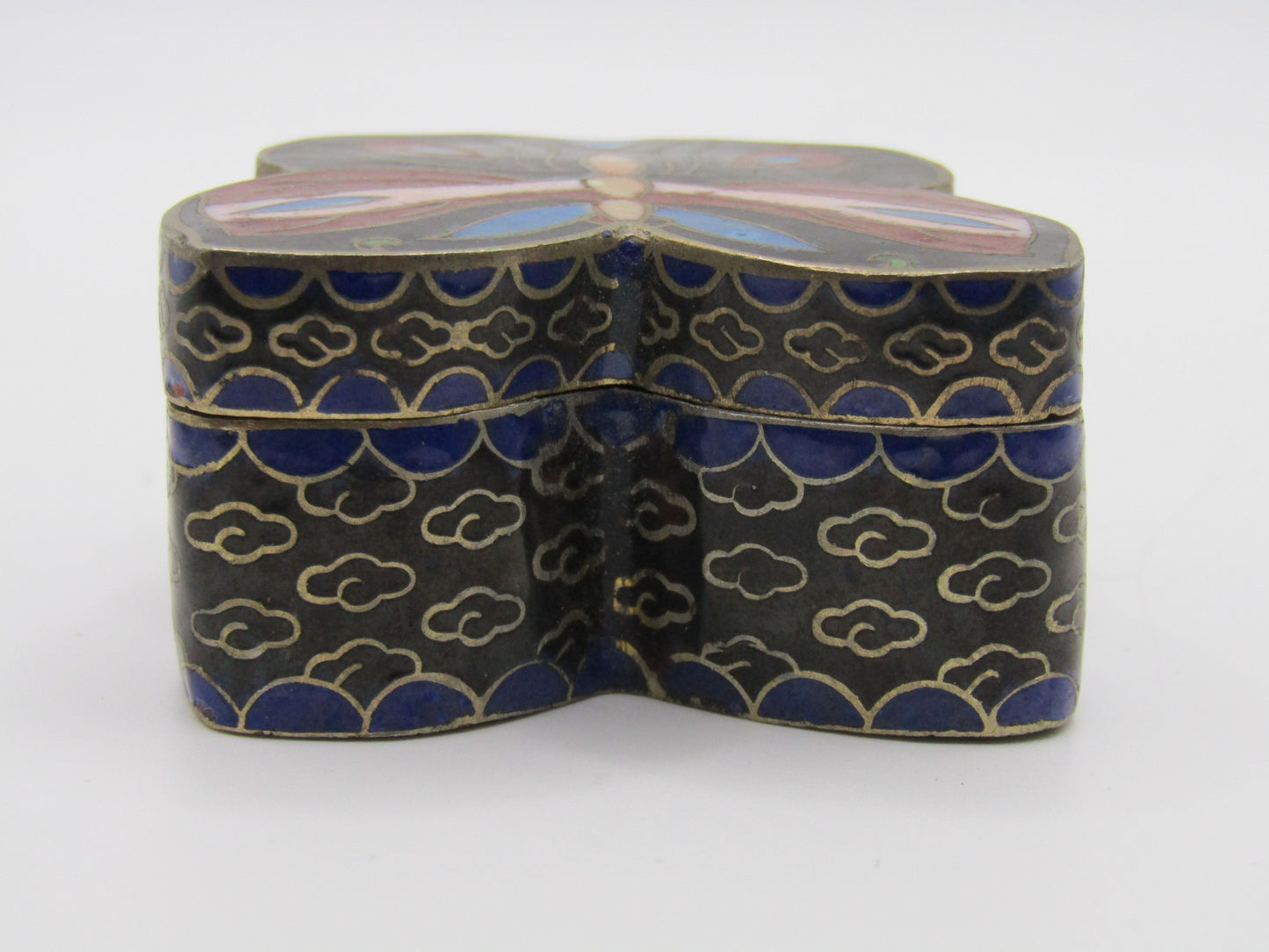 Vintage Handcrafted Cloisonne Enamel Butterfly Motif Pill Box