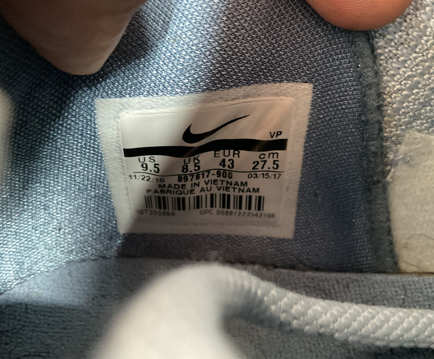 Nike KD 10 Anniversary Men's Light Blue Mid Top Sneakers Size 9.5 897817-900