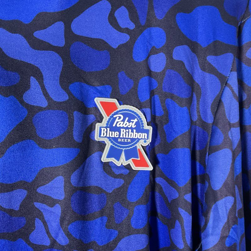 Pabst Blue Ribbon Blue Camo Hooded Shirt - Size L