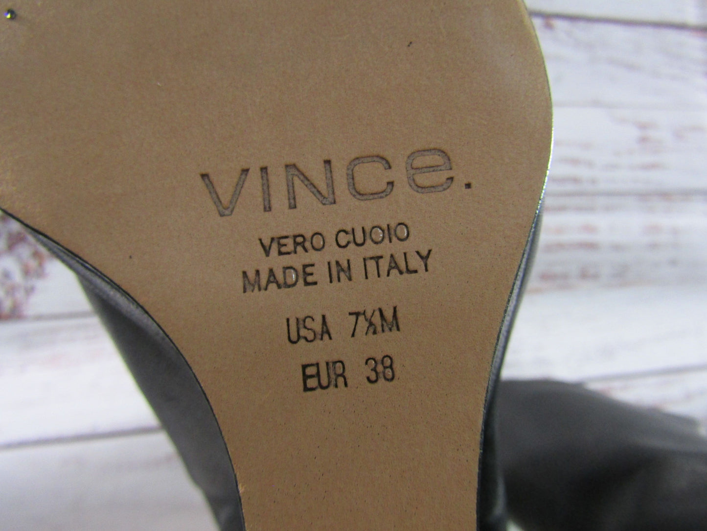 Vince Kostel Women's Black Leather Wedge Sandals Size 7.5 Made in Italy