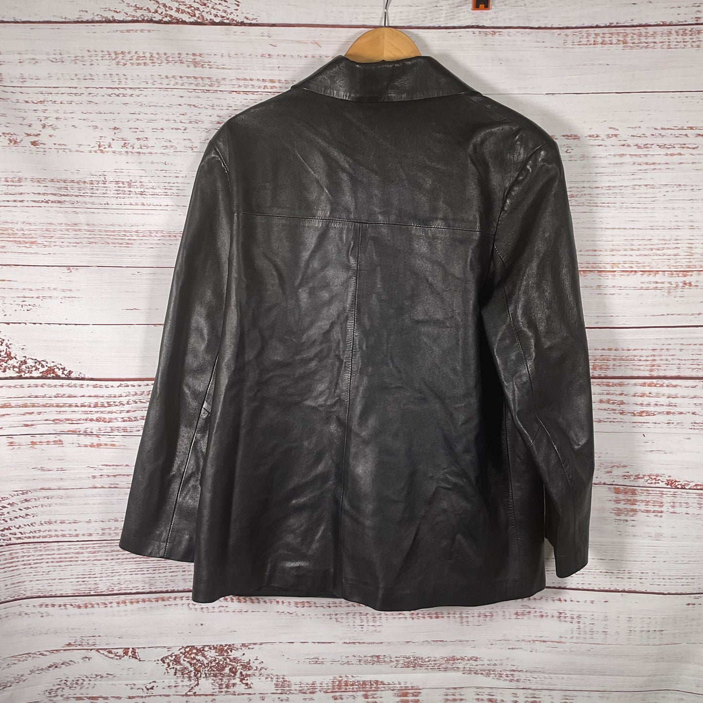 Jose Roca Black Leather Button Front Coat Jacket - Size 48IT 38US