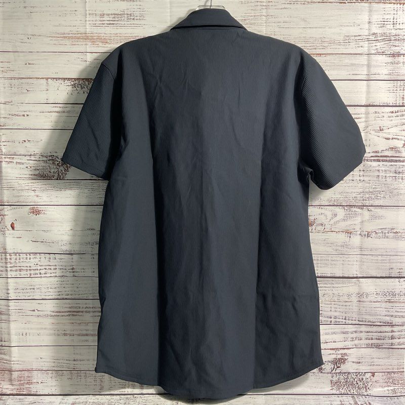 NWT Bylt Navy Blue Ribbed Short Sleeve Button Up Shirt - Size Medium