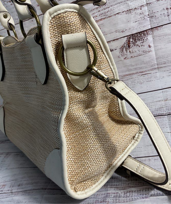 Frye & Co Beige Woven Satchel Shoulder Bag Women's