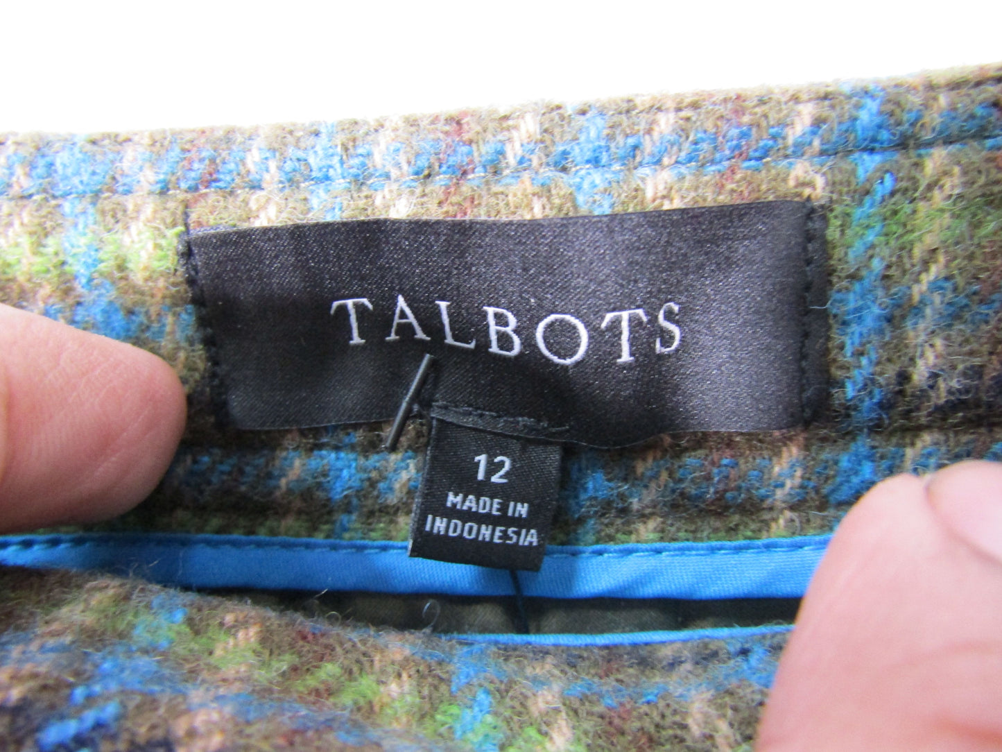 Talbots Women's Multi-Color Plaid Wool Blend Skirt Size 12