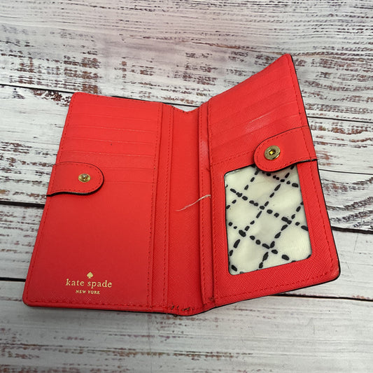 Kate Spade Red Coral Faux Leather Folding Wallet - Size 7"x4"