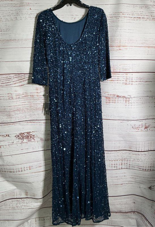 NWT Women's Adrianna Papell Blue Sequined Dress Size 10 Retail $329