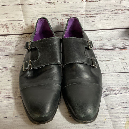 PAUL DRISH Men's Monk Strap Black Leather Shoes- SZ 10