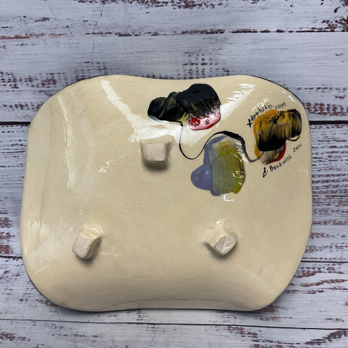 XTB Studio Ceramic Art Footed Trinket Bowl 2001 C. Beckwith