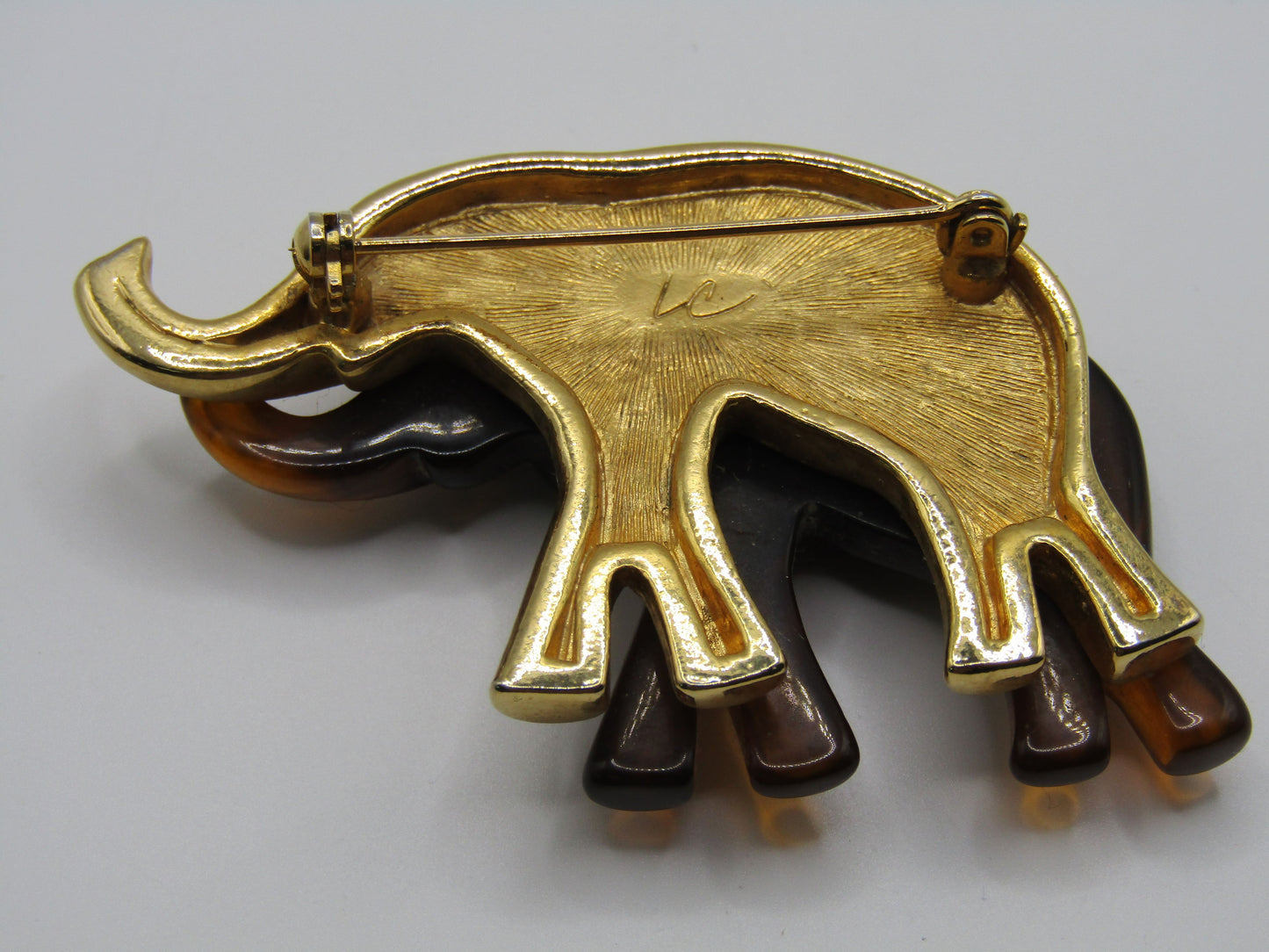 Liz Claiborne Gold Plated Resin Elephant Brooch Pin