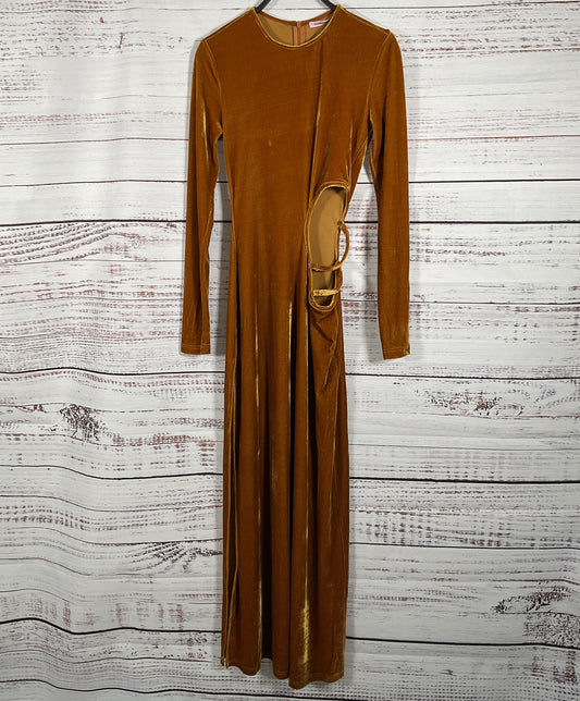 Hansel & Gretel Cortina Women's Honey Velvet Slit Leg Maxi Dress Size XS