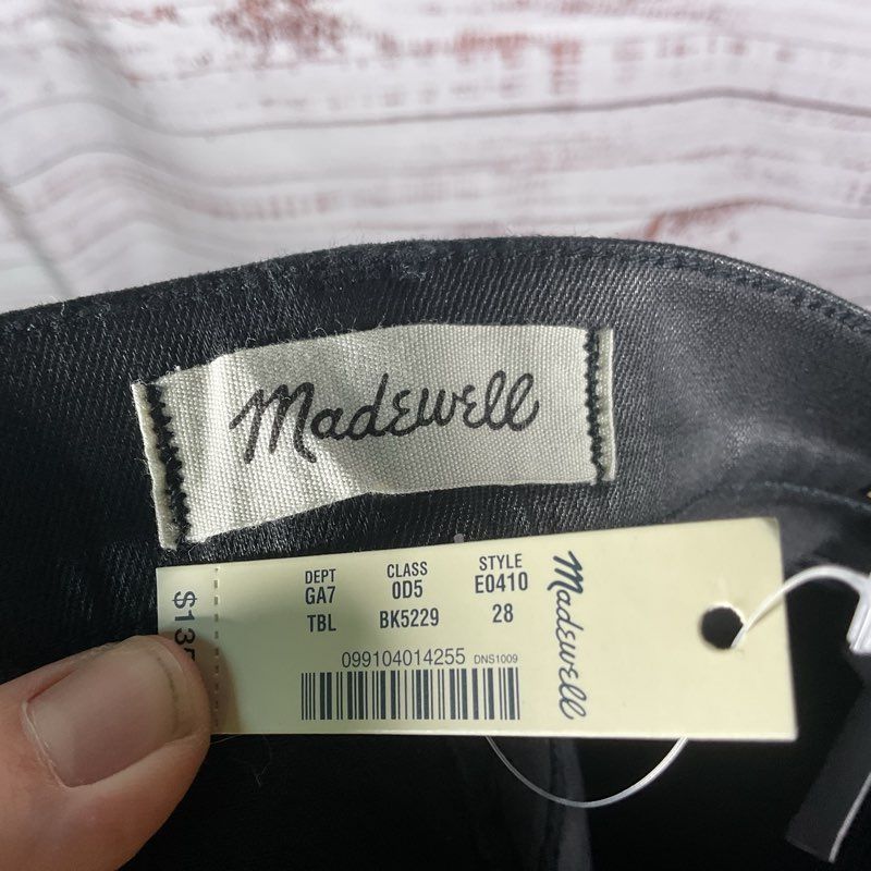 NWT Madewell 9" High Rise Skinny Coated Black Jeans - Size 28