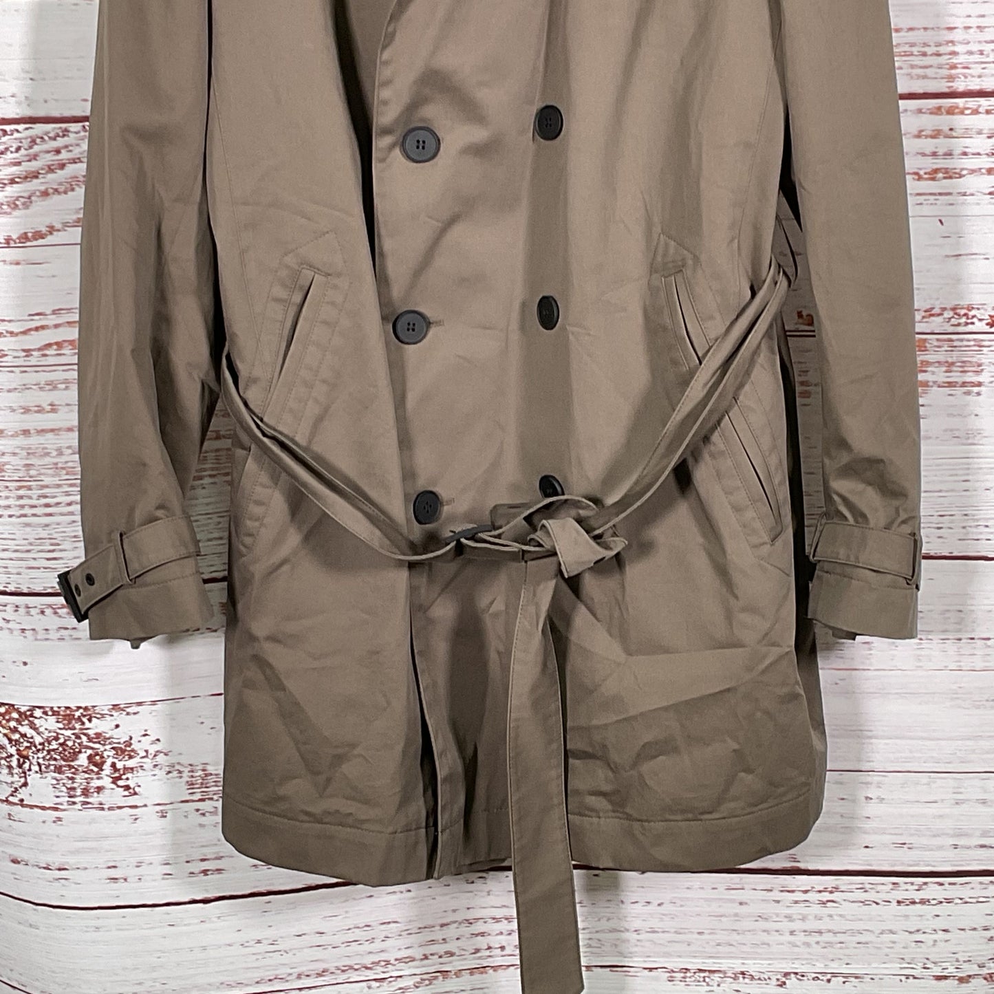 VTG. BOSS Men's Brown Double Breasted Water Repellent Trench Coat- SZ 44R