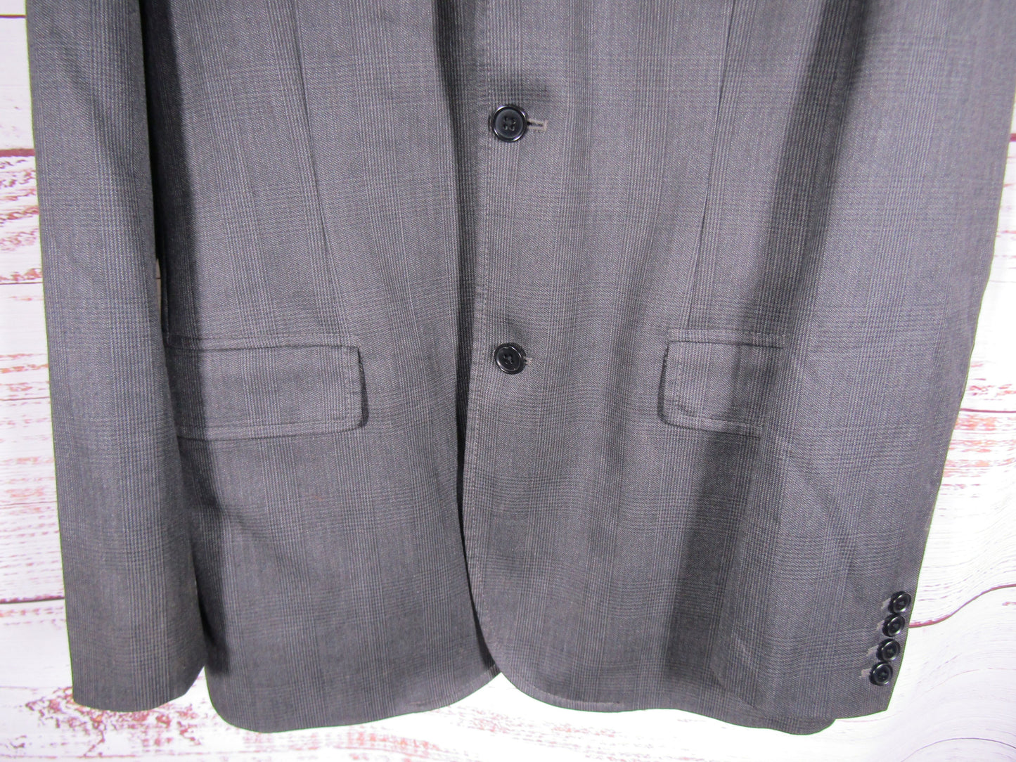 John Varvatos Men's Gray Plaid Wool Blend Blazer Size 44