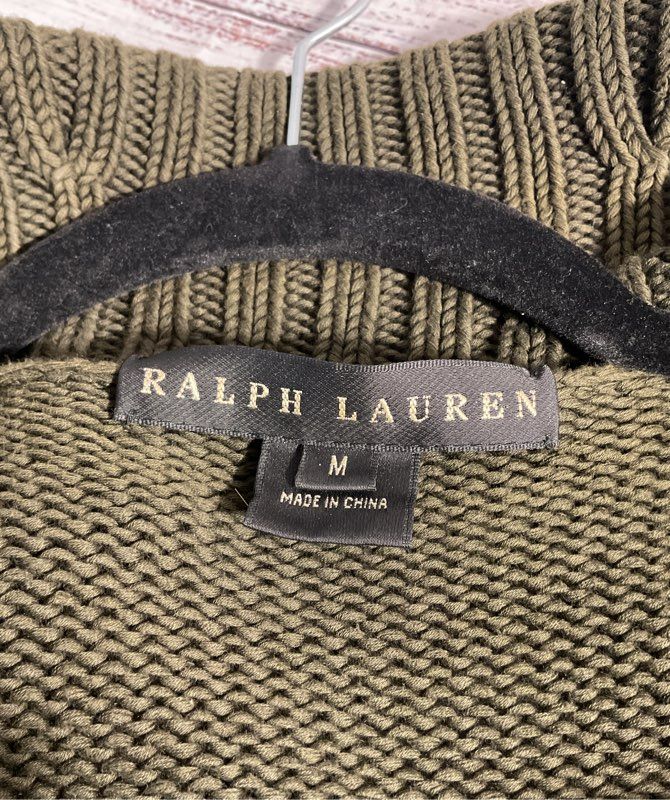 Ralph Lauren Black Label Women's Green Knit Cardigan Double Belted Size M