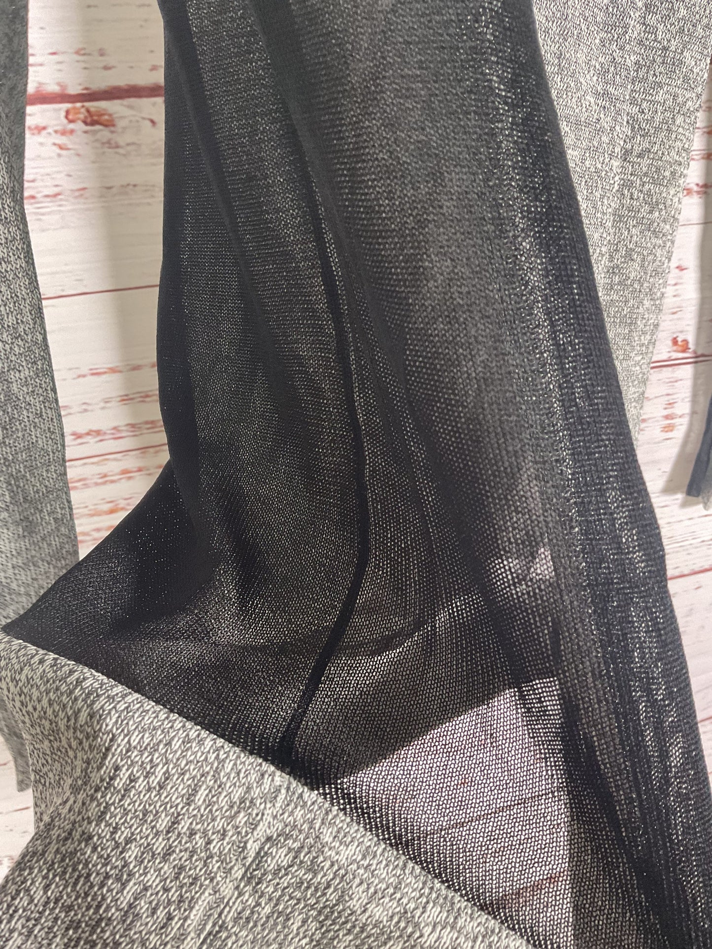 Helmut Lang Gray and Black Partial Mesh Long Sleeve Top - Size S