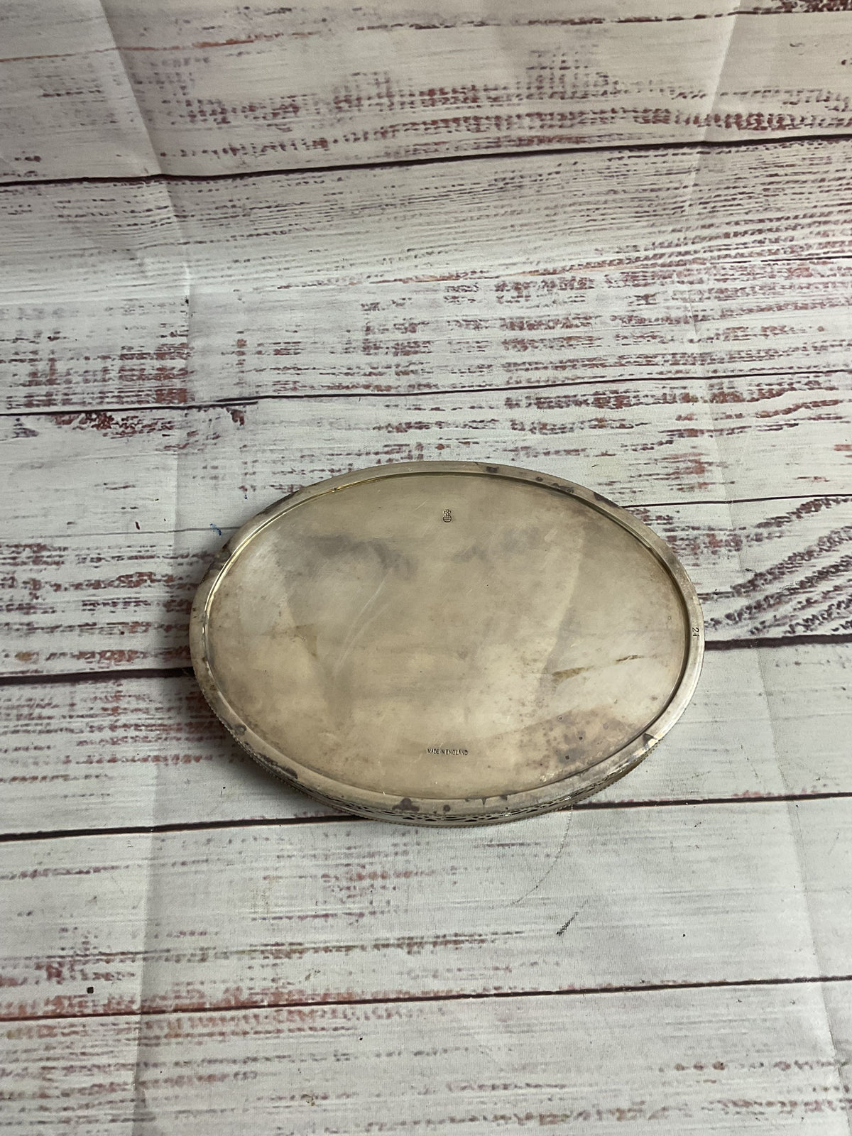 Made In England Silver Plated Rimmed Tray