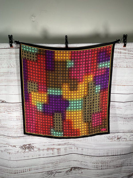 Vakko Women's Multicolor Geometric Pattern Silk Scarf 34"