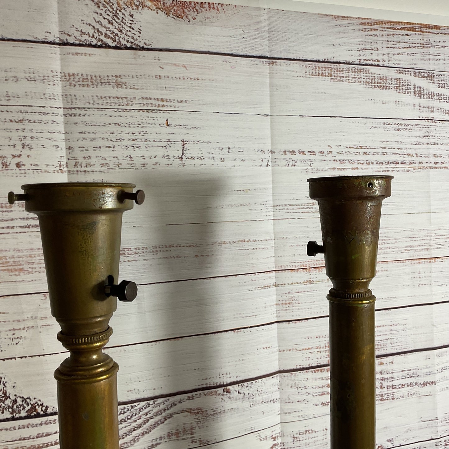 VTG./ANTIQUE Iron & Brass Column Tall Lamps (WORK GREAT- NO SHADES) AS-IS