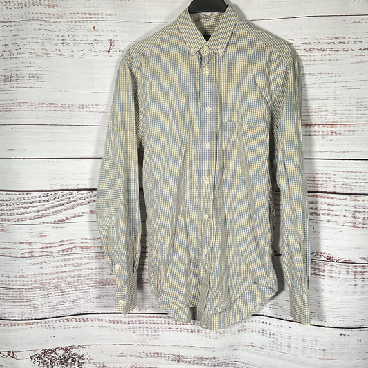 Gitman Bros Blue Beige Shepard Check Button Up Long Sleeve Shirt - Size S